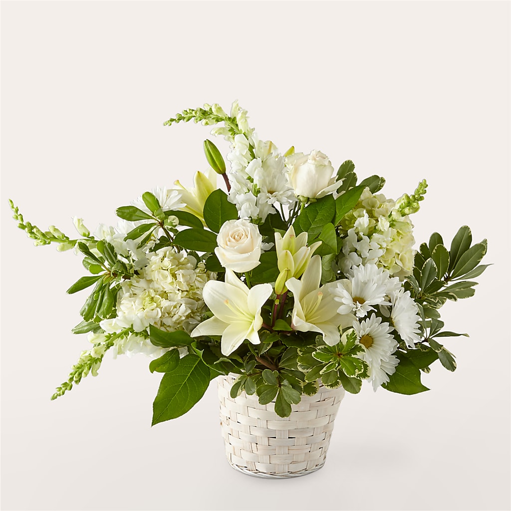 Ivory Elegance Floral Basket – Magnolia Oaks Florist, Tyrone GA