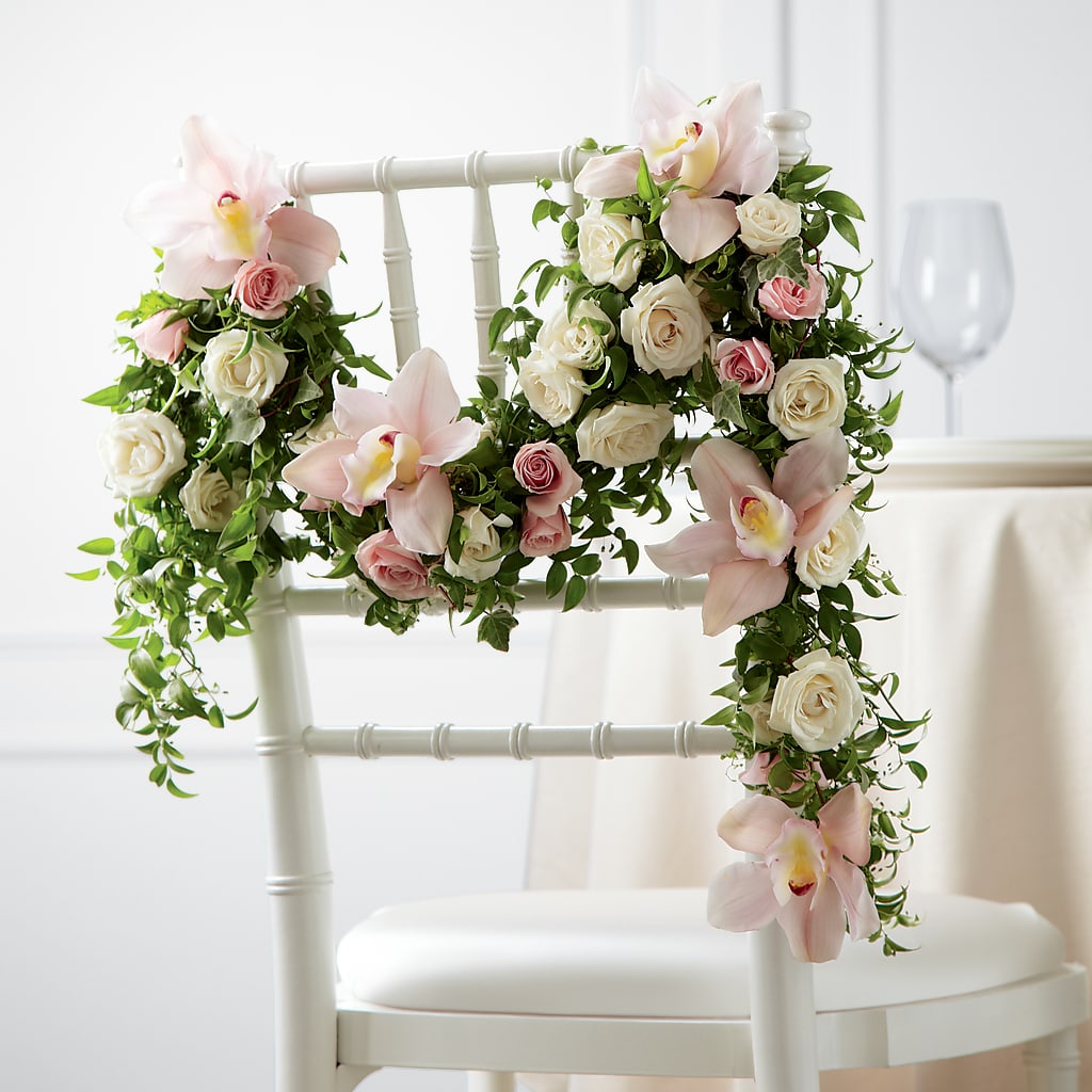 Orchid Rose Chair Décor – Magnolia Oaks Florist, Tyrone GA