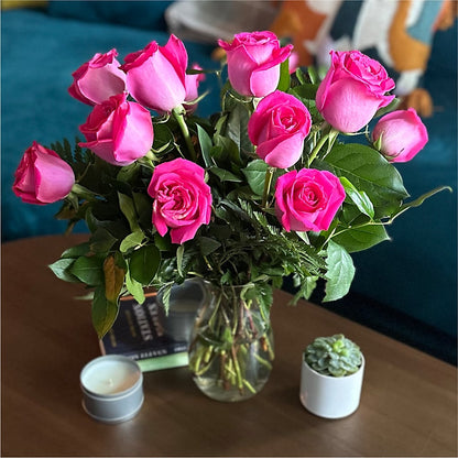 Long Stem Pink Rose Bouquet –  Magnolia Oaks Florist, Tyrone GA