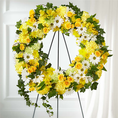 Golden Remembrance Wreath –  Magnolia Oaks Florist, Tyrone GA