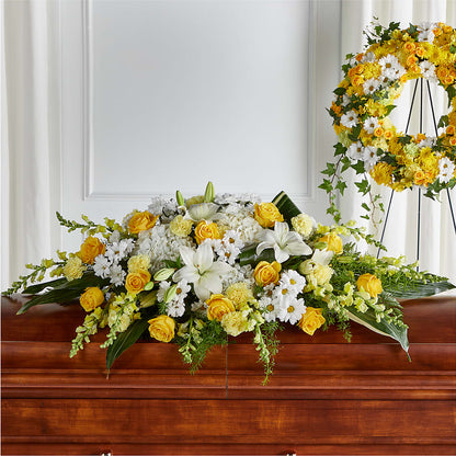 Golden Harmony Casket Spray –  Magnolia Oaks Florist, Tyrone GA